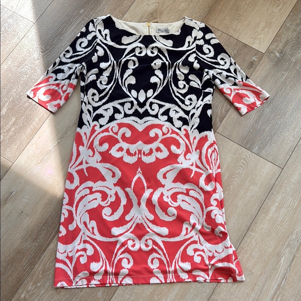 Eliza J Black and Pink Patterned Dress